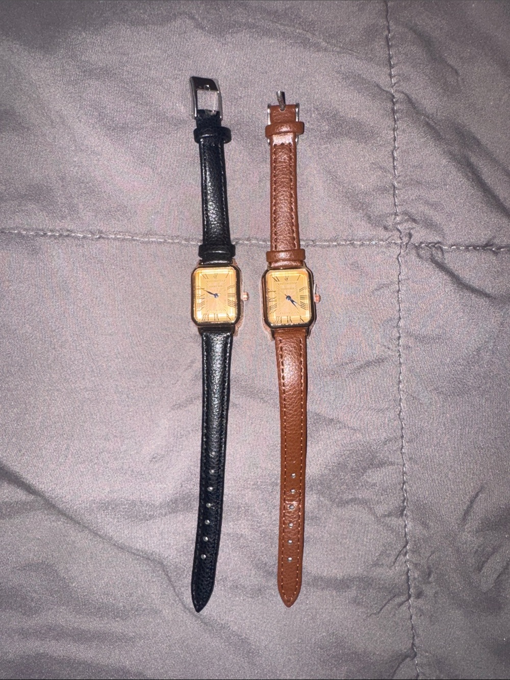 Classic Square Dial Women's Leather Strap Watch - Black or Brown